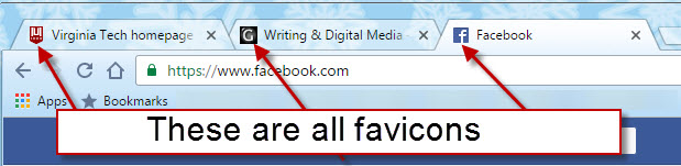 Screenshot showing favicons